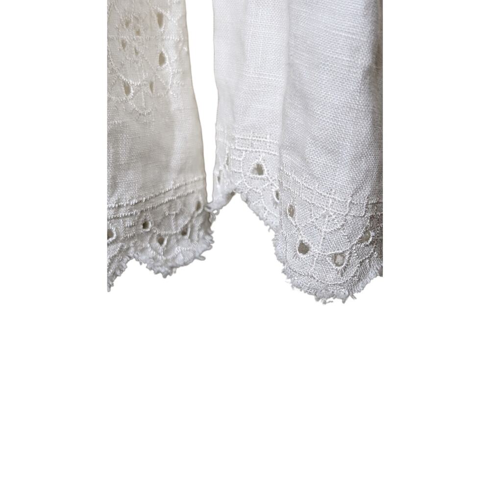 Outfit JPR 100% Pure Linen Cream Eyelet Detailing Button Front Top Womens Sz S - Picture 7 of 8